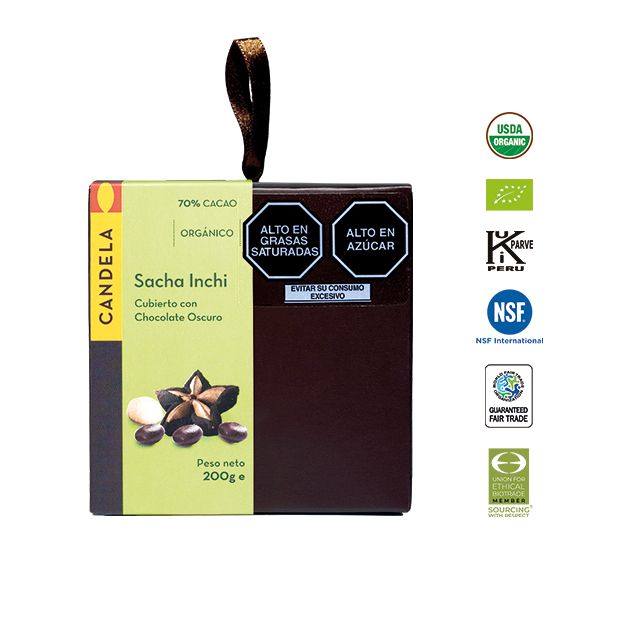 Sacha Inchi Cubierto con Chocolate Orgánico 200g / 70% Cacao