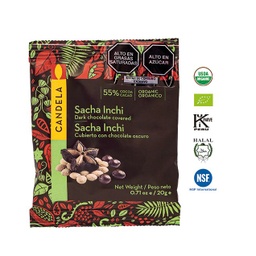 Sacha Inchi Cubierto con Chocolate Orgánico 20g / 55% Cacao / Caja de 16 unidades